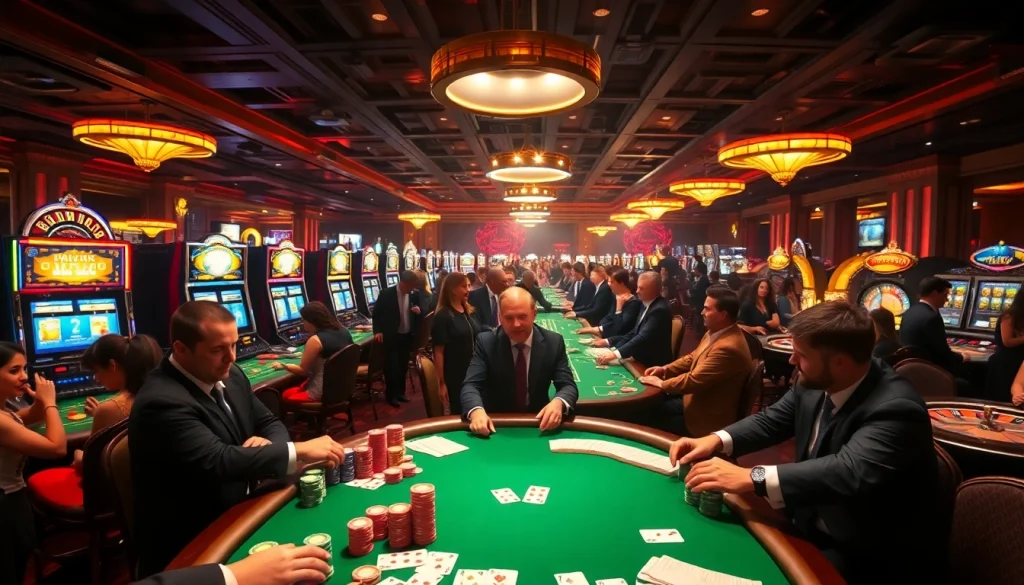 Experience the excitement of e28 casino gaming with high-stakes poker tables and vibrant slot machines.