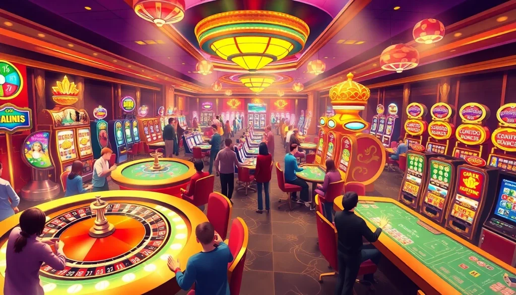 Experience the engaging environment of jogoluck Casino with players enjoying vibrant gaming activities and thrilling experiences.