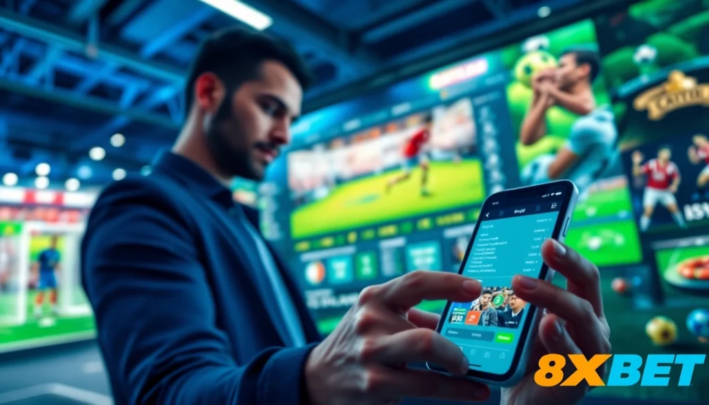 Engage with the 8XBET platform showcasing vibrant betting options and an immersive user experience.